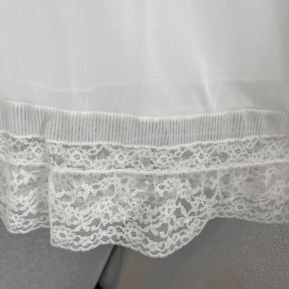 Youth Form VTG Midi Slip Dress Size 36 White Pleated Lace Dainty Bridal Coquette - Picture 4 of 12